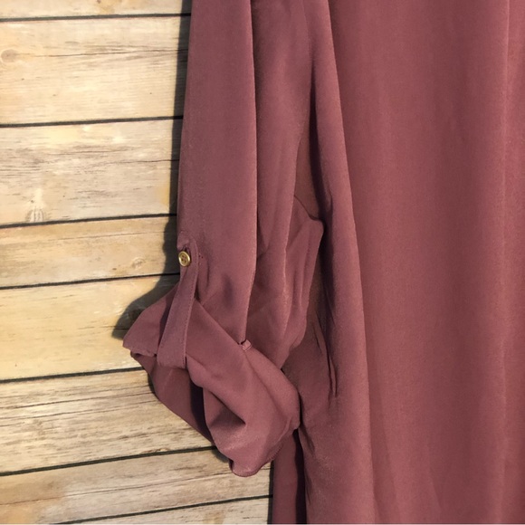 Lane Bryant V-Neck Button Tab Mauve Blouse - Picture 6 of 11